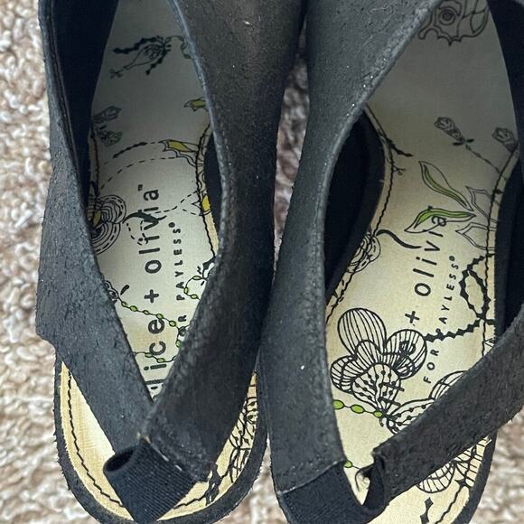 ALICE + OLIVIA BLACK PEEP TOE HEELS SLINGBACK STRAP BLOCK HEEL  SIZE 7.5 - Picture 7 of 7